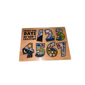 Count The days Of God’s Creations Wooden Colorful Number Puzzle Ten Piece New